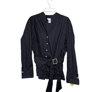 Nexx Woman Belted Button Down Embellished Shirt